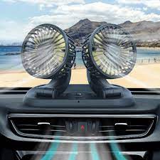 Dual Head 360° Rotating USB Fan – Ultra-Quiet Air Circulator for Car, Truck, Home & Office